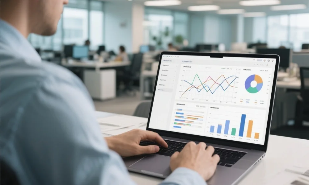 商业分析师分析数据走势图